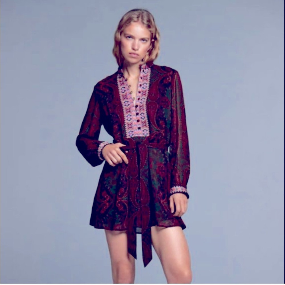 Zara BLOGGERS FAVE/ZARA JACQUARD RIBBON DRESS SIZE S